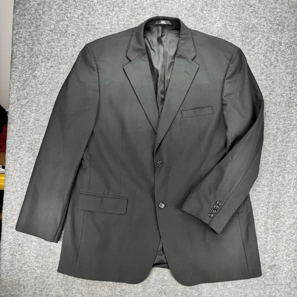 Haggar Black Label Men’s Blazer 46L Black 2 Button Sport Coat Long Fit